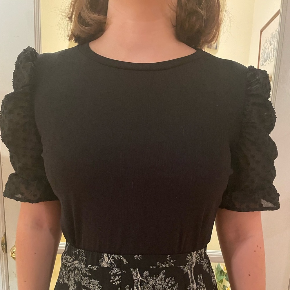 Blu Pepper Women’s Black Puff Sleeve Blouse Size Large